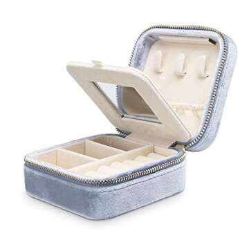 OSHOOM Plush Velvet Small Jewelry Box - Travel Organizer for Women