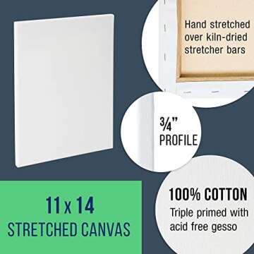 U.S. Art Supply 21-Piece Artist Acrylic Painting Set with Wooden H-Frame Studio Easel, 12 Vivid Acrylic Paint Colors, Stretched Canvas, 6 Brushes, Painting Palette - Kids Students, Adults, Starter Kit