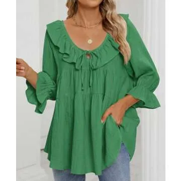 Stylish ZESICA Women's Ruffle Tunic - Chic & Comfy