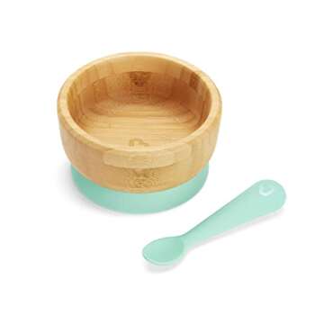 Munchkin® BambouTM Bamboo Suction Bowl, Silicone Spoon and Divided Suction Plate - Eco-Friendly Bab...