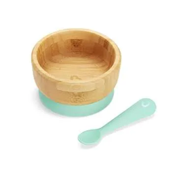 Munchkin® BambouTM Bamboo Suction Bowl, Silicone Spoon and Divided Suction Plate - Eco-Friendly Bab...