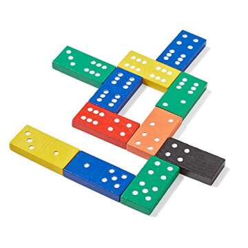 hand2mind Wooden Dominoes Set for Kids, Double Six Dominoes for Toppling, Bulk Domino Blocks, Montes...
