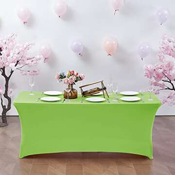 CWK 6FT Stretch Spandex Table Cover for Rectangular Fitted Folding Tables, Wrinkle Resistant, Elasti...