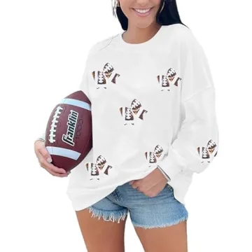 MOUSYA Womens Sequin Football Sweatshirt for Game Day