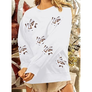 MOUSYA Womens Sequin Football Sweatshirt for Game Day