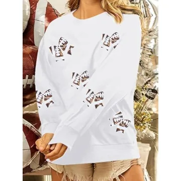 MOUSYA Womens Sequin Football Sweatshirt for Game Day