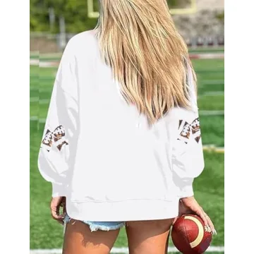 MOUSYA Womens Sequin Football Sweatshirt for Game Day
