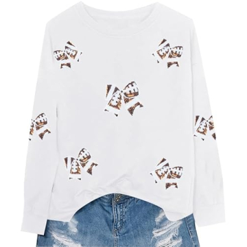MOUSYA Womens Sequin Football Sweatshirt for Game Day