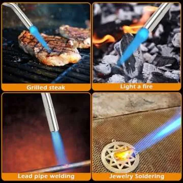 BLUEFIRE Pearl Metal Handle Turbo Torch Head, Multi-Purpose Auto Blowtorch fuel by Propane MAPP MAP PRO, Great Cooking Gadget for Chef,Welding Brazing Nozzle for Professional