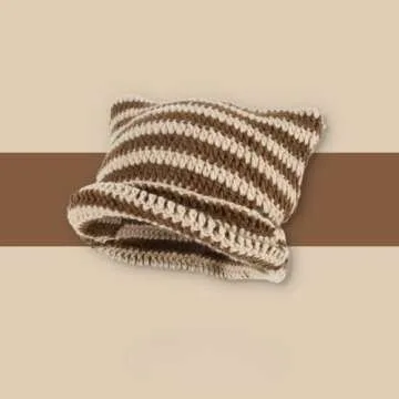 Crochet Fox Hats Cat Vintage Grunge Accessories Slouchy Beanies for Women (Brown,One Size)