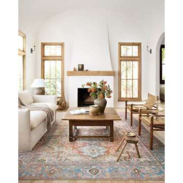 Loloi II Loren Terracotta/Sky 5'-0" x 7'-6" Area Rug