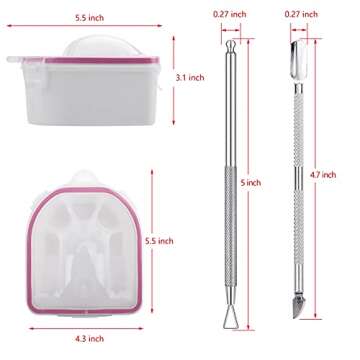 Nail Soaking Bowl, 2PCS Soak Off Bowl Gel Polish Remover,Cuticle Remover Manicure Bowl with Triangle Cuticle Peeler and Stainless Steel for Gel Polish Remover Nail Art Tool