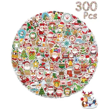 Benresive 300 Pcs Christmas Stickers for Kids - Fun Holiday Water Bottle Stickers
