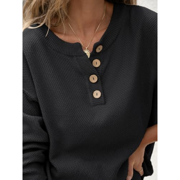 ANRABESS Women 2 Piece Outfits Oversized Loose Waffle Knit Sweater Set 2024 Fall Trendy Matching Lounge Sets Cozy Clothes black X-Large