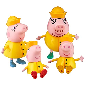 Peppa Pig Peppa’s Adventures Peppa’s Family Rainy Day Figure 4-Pack Toy Includes 4 Pig Family Fi...