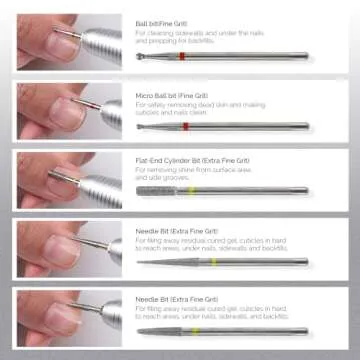 MelodySusie 10pcs Nail Drill Bits Set, 3/32 Inch Diamond Cuticle Nail Bits Kit for Nail Drill E-File, Manicure Pedicure Remover Tools for Acrylic Gel Nails, Salon Home Nail Care Supplies, Silver