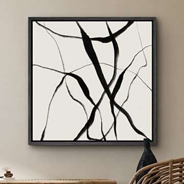 SIGNWIN Framed Canvas Print Wall Art Geometric Black Gray Spiral Ring Circle Abstract Shapes Illustr...