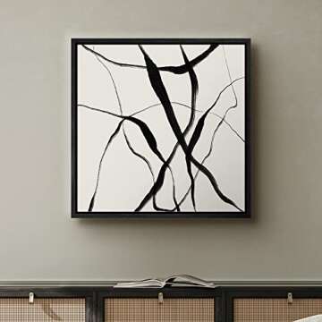 SIGNWIN Framed Canvas Print Wall Art Geometric Black Gray Spiral Ring Circle Abstract Shapes Illustrations Modern Art Decorative Contemporary Minimal for Living Room, Bedroom, Office - 16"x16" Black