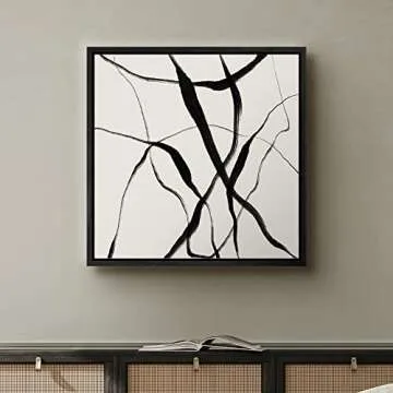 SIGNWIN Framed Canvas Print Wall Art Geometric Black Gray Spiral Ring Circle Abstract Shapes Illustrations Modern Art Decorative Contemporary Minimal for Living Room, Bedroom, Office - 16"x16" Black