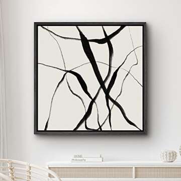 SIGNWIN Framed Canvas Print Wall Art Geometric Black Gray Spiral Ring Circle Abstract Shapes Illustrations Modern Art Decorative Contemporary Minimal for Living Room, Bedroom, Office - 16"x16" Black