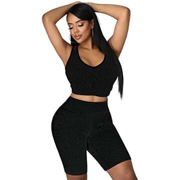 Dofaoo Activewear Sets For Women Shorts 2 Piece High Waist Crop Top Outfits Xl