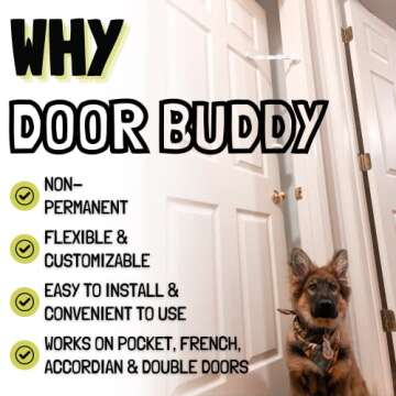 Door Buddy Pet Door Latch for Cats - Grey. Adjustable Cat Door Strap. Dog Proof Litter Box & Cat Feeding Station Without Pet Gate or Cat Door for Interior Door. Most Customizable Cat Door Latch Holder