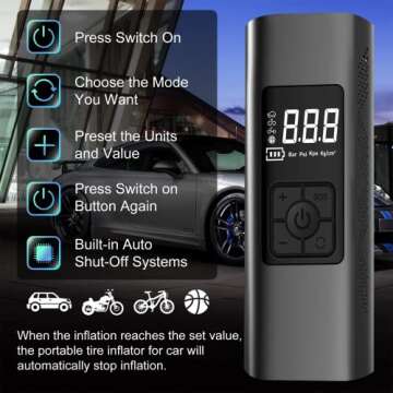 Portable Air Compressor for Quick Tire Inflation 150PSI