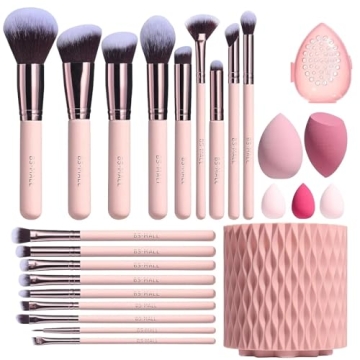 Premium 18-Piece Makeup Brush Set with Sponges & Holder