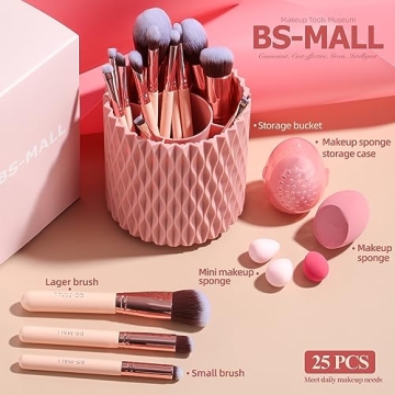 Premium 18-Piece Makeup Brush Set with Sponges & Holder