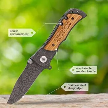 ZENNLAB Moblade Engraved Pocket Knife for Husband, 5 Years Anniversary Present, 5 Years of Marriage, Gift for him 5th Anniversary, Husband Gift, 5 Years Down, Forever to Go