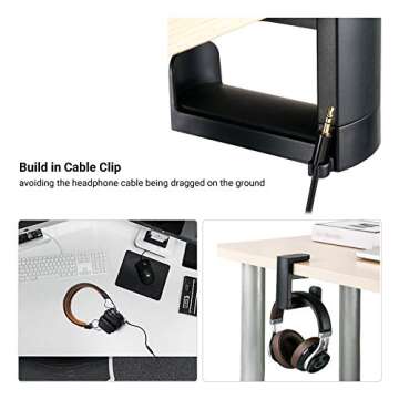 PC Gaming Headphone Hook Stand Mount,Headset Holder Hanger Under Desk,Headphone Holder with Cable Cl...