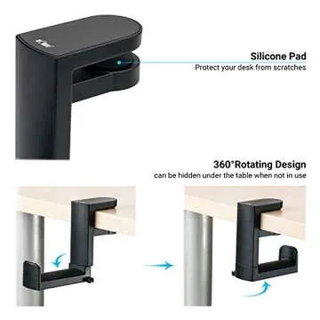 PC Gaming Headphone Hook Stand Mount,Headset Holder Hanger Under Desk,Headphone Holder with Cable Clip Design, Universal Stand for HyperX Gaming Headset,AKG, Beats,Sony and Sennheiser Music Headphones