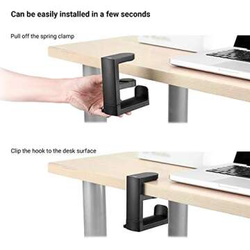 PC Gaming Headphone Hook Stand Mount,Headset Holder Hanger Under Desk,Headphone Holder with Cable Clip Design, Universal Stand for HyperX Gaming Headset,AKG, Beats,Sony and Sennheiser Music Headphones