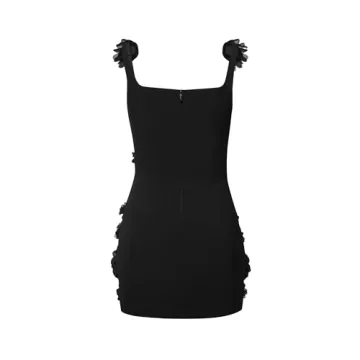 JW PEI Women's Elaina Black Mini Dress with Rosettes