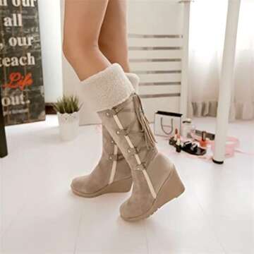 Stylish YDYCG Women High Heels Wedge Winter Boots