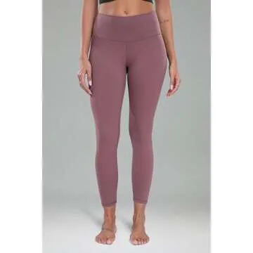 Colorfulkoala Women's Buttery Soft High Waisted Yoga Pants 7/8 Length Leggings (L, Dusty Red)