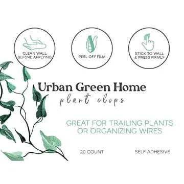 Urban Green Home Plant Clips with Pre-Applied Adhesive Pads for Climbing and Hanging Plants to Walls Invisible Leaf Design 20 Count