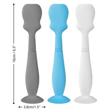 3 Pack Baby Diaper Cream Brush, Diaper Cream Spatula Applicator Silicone Baby Butt Paste Spatula for Babies, Newborn (3Pack, Gray/White/Blue)