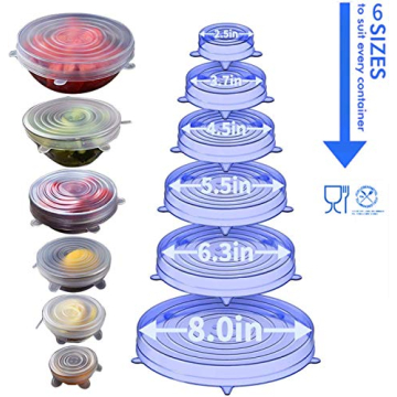 18-Pack Silicone Stretch Lids Universal Fit Eco-Friendly
