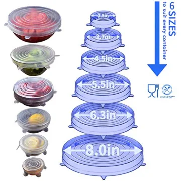 18-Pack Silicone Stretch Lids Universal Fit Eco-Friendly