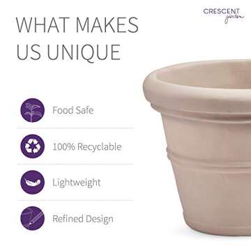 Crescent Garden Brunello Planter, Weather-Resistant 20-Inch