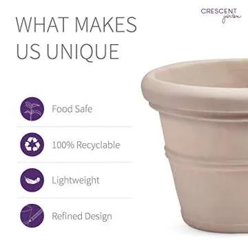 Crescent Garden Brunello Planter, Weather-Resistant 20-Inch