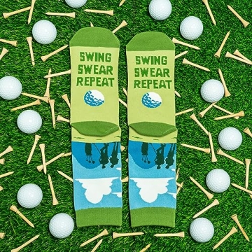 Funny Golf Socks Swing Swear Repeat Perfect Golfer Gift