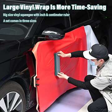EHDIS Large Vinyl Squeegee Window Tint Tool 3PCS Big Size Felt Edge Vinyl Wrap Scraper for Vinyl Gra...