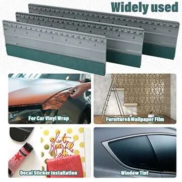 EHDIS Large Vinyl Squeegee Window Tint Tool 3PCS Big Size Felt Edge Vinyl Wrap Scraper for Vinyl Graphic Decal Car Wrapping Applicator Wallpaper Smoothing (Grey)