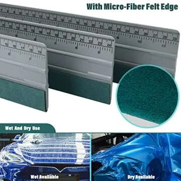 EHDIS Large Vinyl Squeegee Window Tint Tool 3PCS Big Size Felt Edge Vinyl Wrap Scraper for Vinyl Graphic Decal Car Wrapping Applicator Wallpaper Smoothing (Grey)