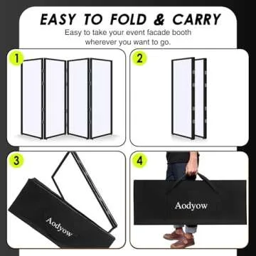 Aodyow DJ Stand,DJ Facade Booth Portable Event Cover Screen with Foldable 4 Detachable Metal Frame Light Projector Display Scrim Panel Stand with Carry Bag for Show,Party,Gathering(White and Black)