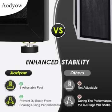 Aodyow DJ Stand,DJ Facade Booth Portable Event Cover Screen with Foldable 4 Detachable Metal Frame Light Projector Display Scrim Panel Stand with Carry Bag for Show,Party,Gathering(White and Black)