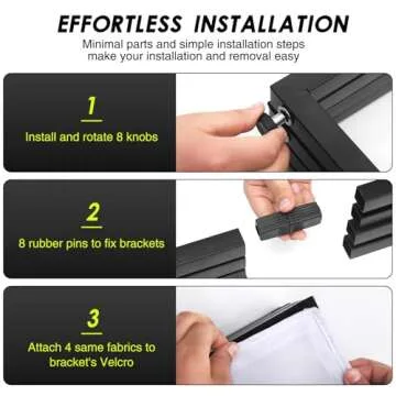 Aodyow DJ Stand,DJ Facade Booth Portable Event Cover Screen with Foldable 4 Detachable Metal Frame Light Projector Display Scrim Panel Stand with Carry Bag for Show,Party,Gathering(White and Black)