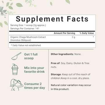 Micro Ingredients Organic Chaga Mushroom Extract 100:1 Powder, 10 Ounce | Wild Harvest Mushroom, Cha...